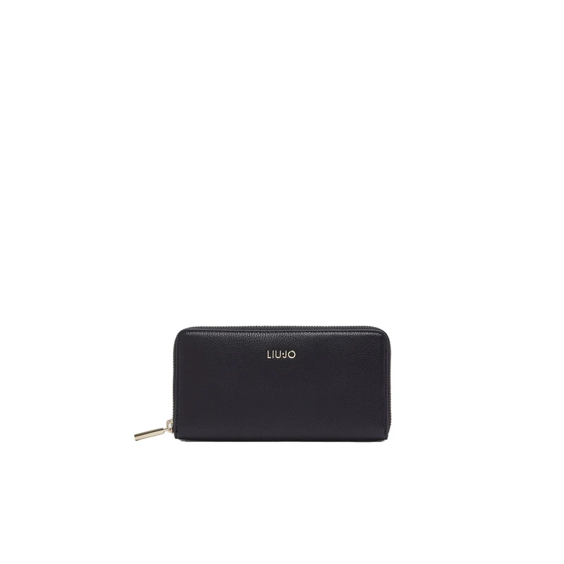 Portafoglio grande Donna con zip Nero