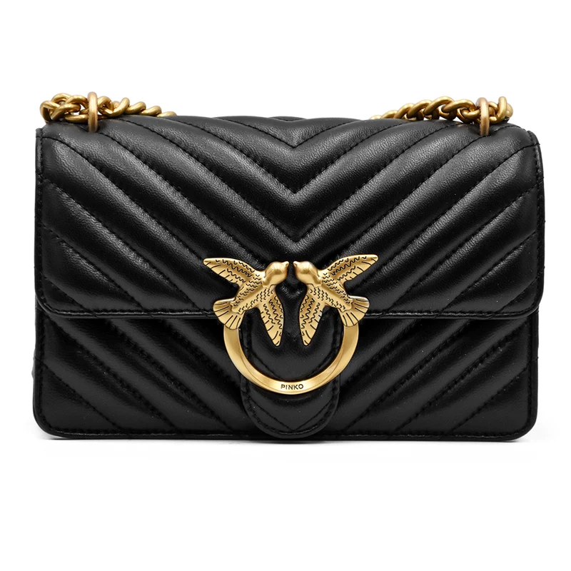 Borsa Pinko Nero Love One Mini Con Iconico Logo A Contrasto