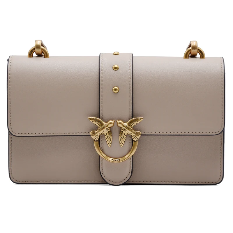 Borsa Pinko Love Bag One Small Beige Antique Gold Strutturata