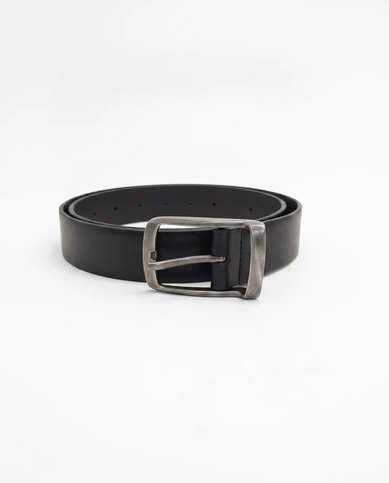 Cintura uomo fibbia anticata metallo 3,5 cm - Nero