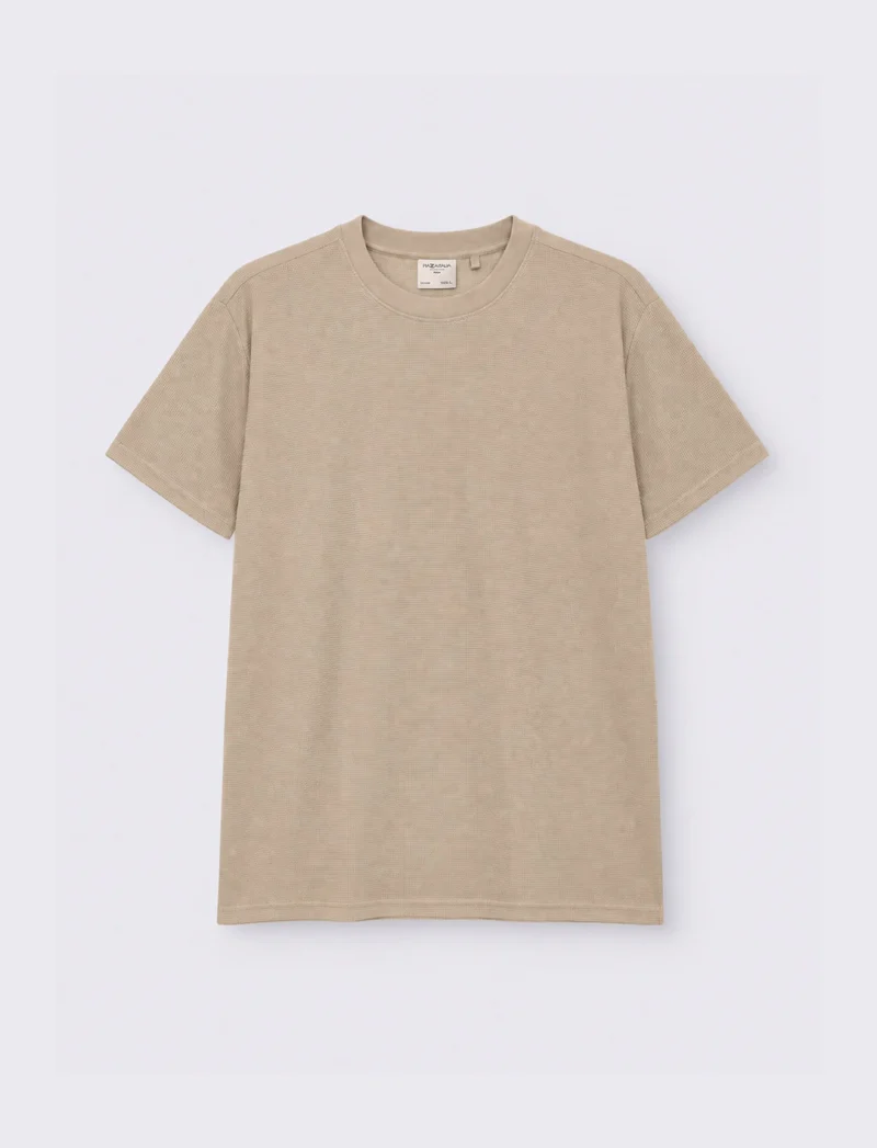 T-SHIRT WAFFLE REGULAR FIT - Beige