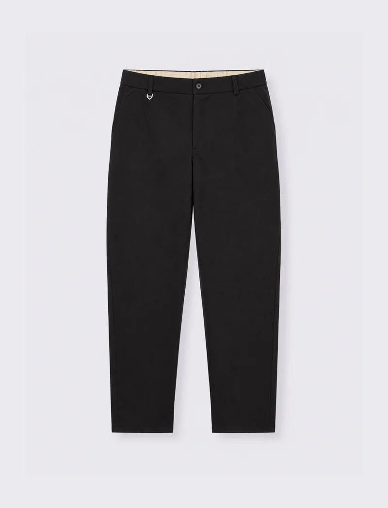 Pantaloni Chino Uomo con Trama Diagonale - Nero