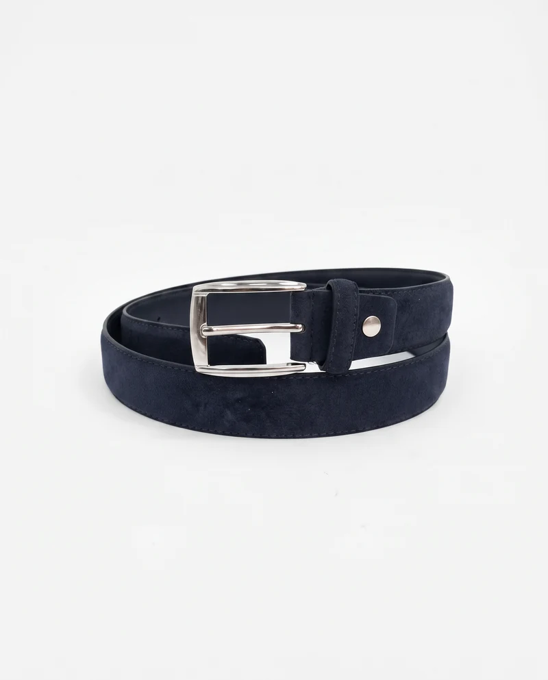 Cintura uomo suede fibbia doppia 3,5 cm - Blu