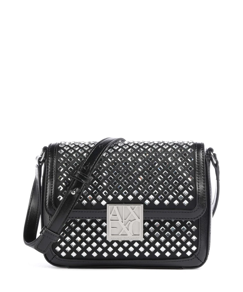 Armani Exchange Amy S Borsa a tracolla black/crystal