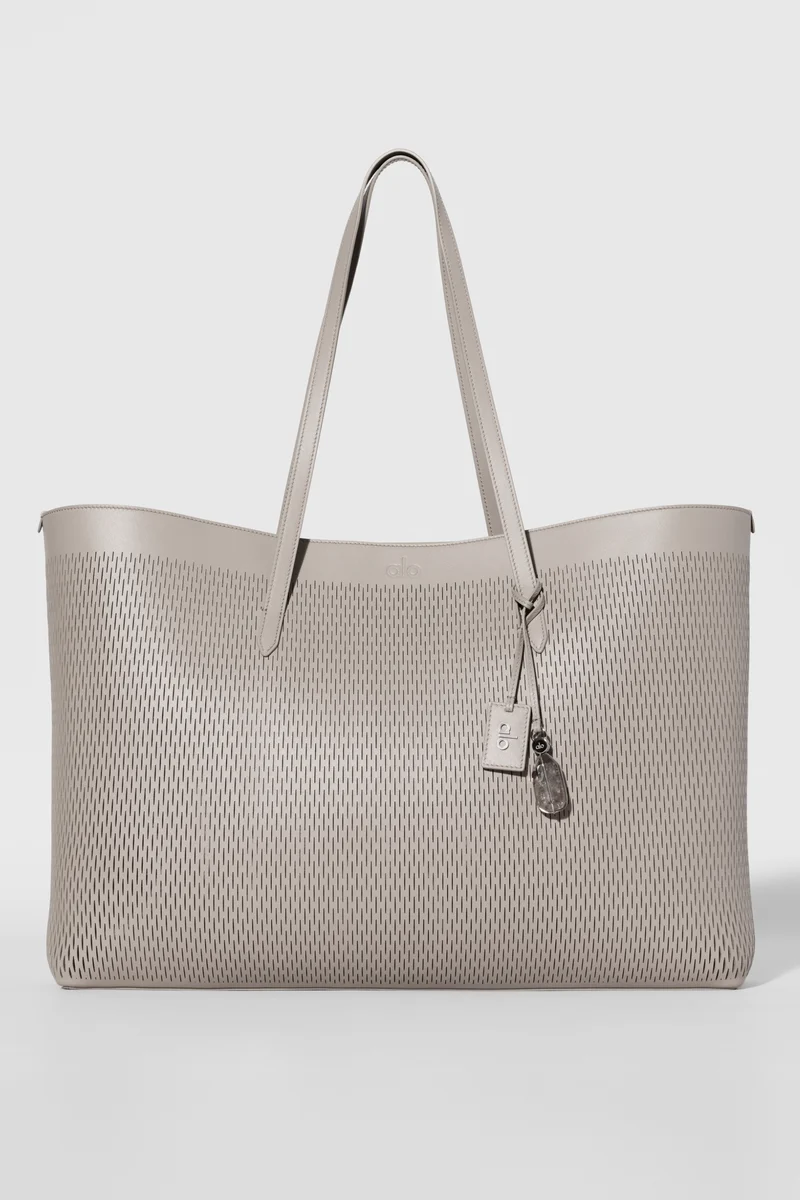 ALO Leather Mesh Tranquility Tote - Warm Gravel Leather Mesh