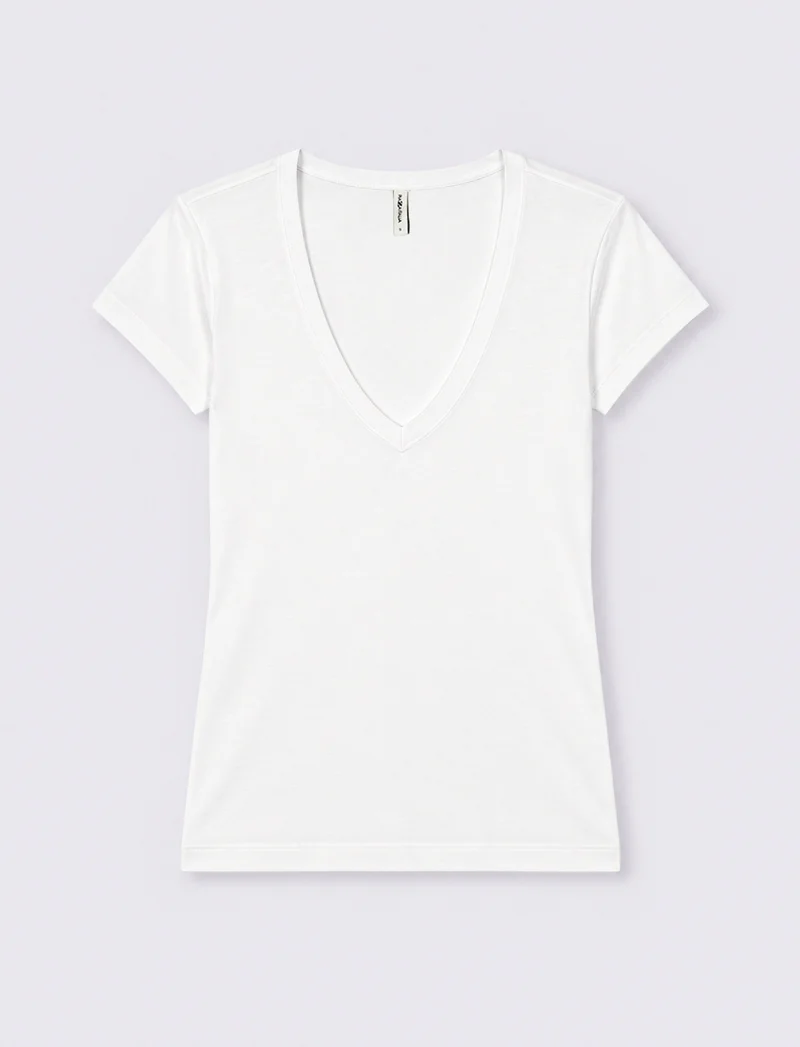 T-shirt con scollo a V - Bianco