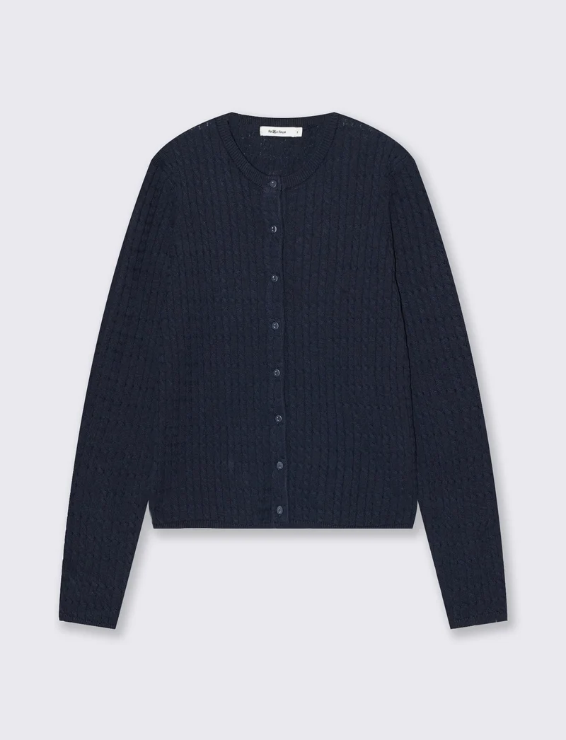 MAGLIA ML CARDIGAN TRECCE - Blu