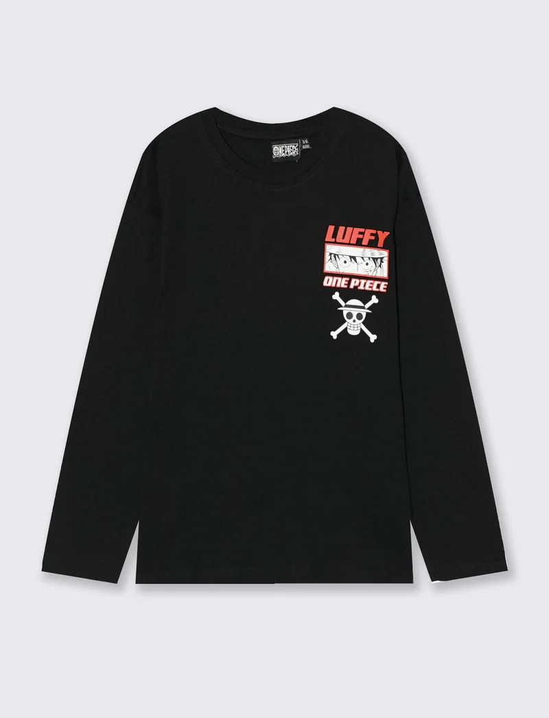 T-shirt maniche lunghe One Piece cotone - Nero