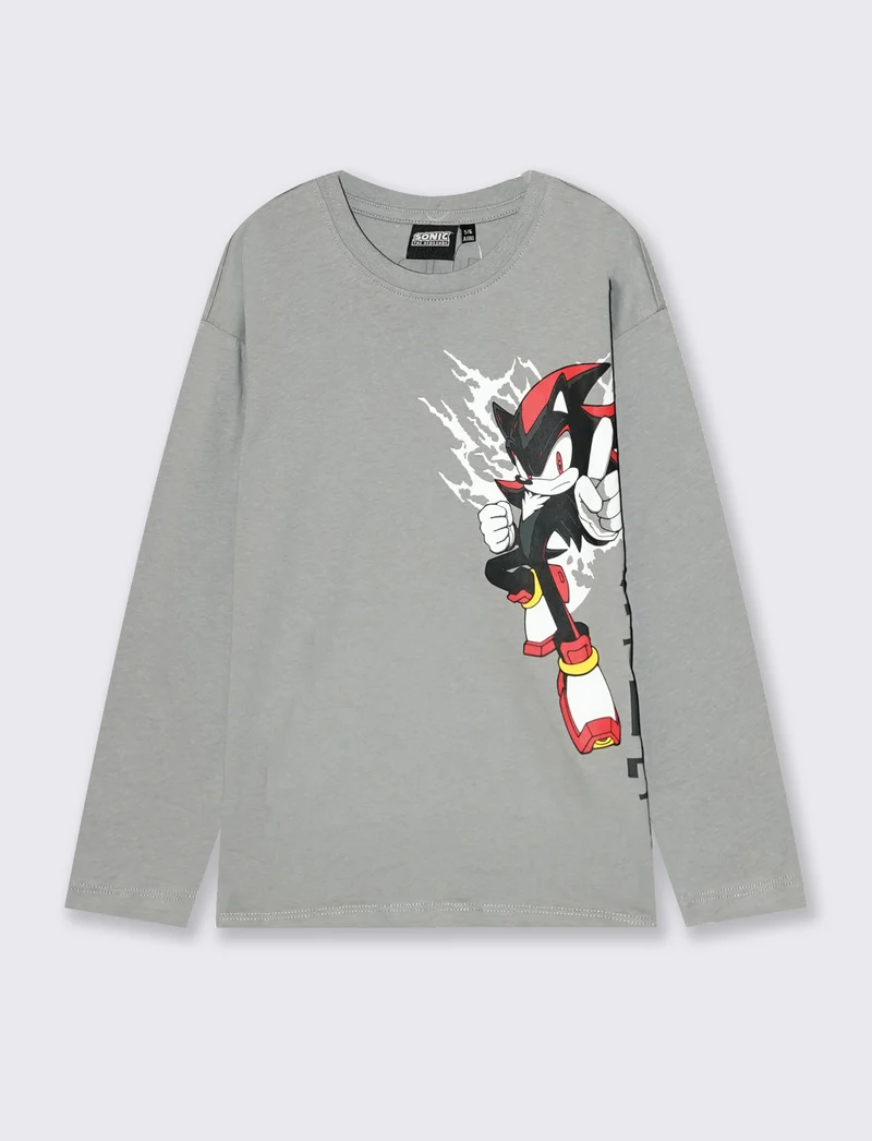 T-shirt Sonic maniche lunghe in cotone - Grigio