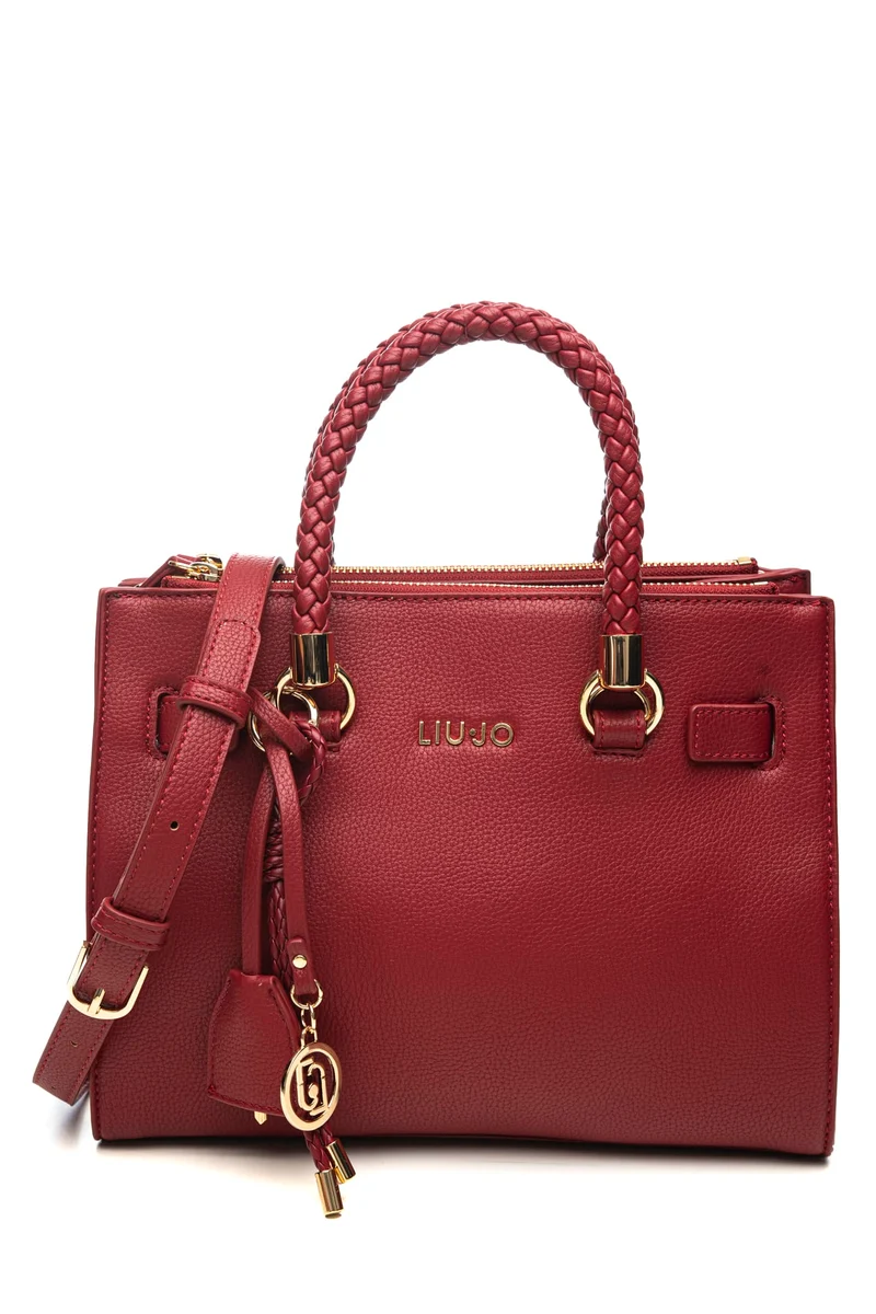 Borsa Liu Jo Manhattan S Satchel Da Donna Rosso Scarlatto In Poliuretano Misure: 27x12x21 Cm