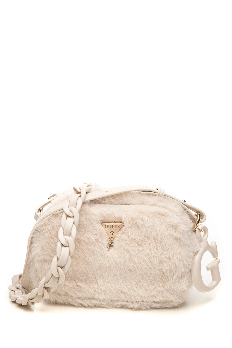 Borsa Guess Girl Faux Fur Camera Bag Avorio Pelliccia Sintetica