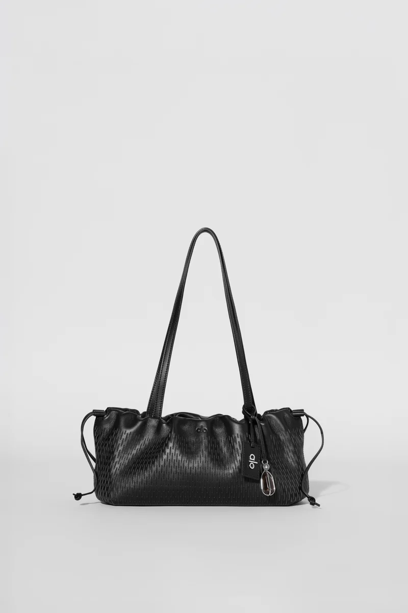 ALO Leather Mesh Mini Unwind Cinch - Black Leather Mesh