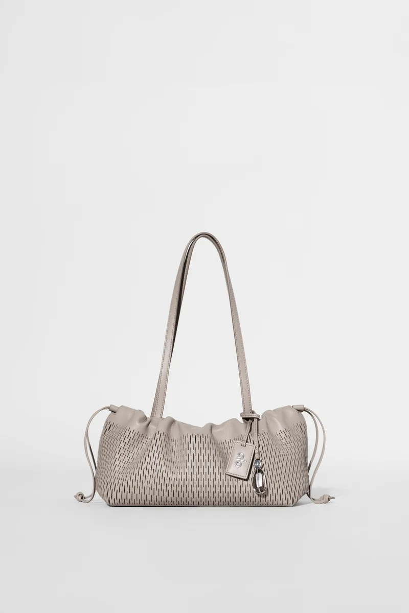 ALO Leather Mesh Mini Unwind Cinch - Warm Gravel Leather Mesh