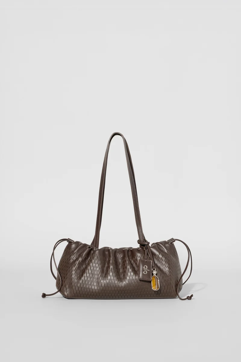 ALO Leather Mesh Mini Unwind Cinch - Espresso Leather Mesh