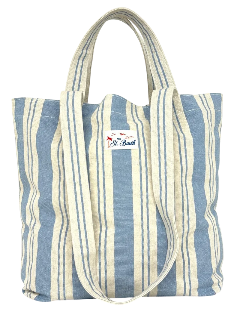 BORSA BIANCA A RIGHE