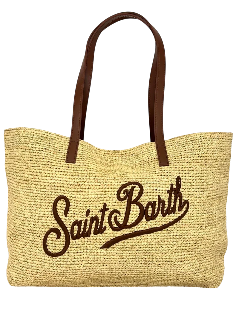 BORSA IN RAFFIA CON LOGO FRONTALE