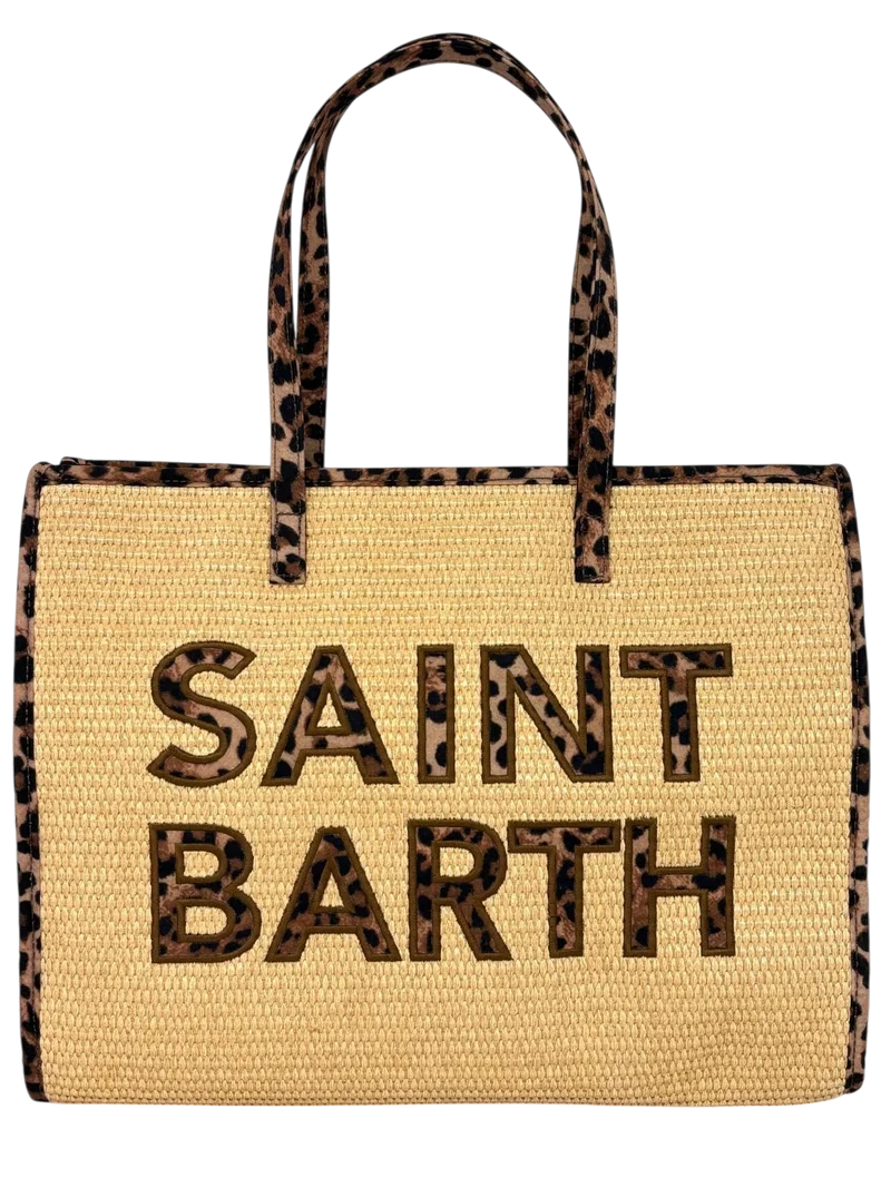 BORSA IN PAGLIA CON LOGO FRONTALE