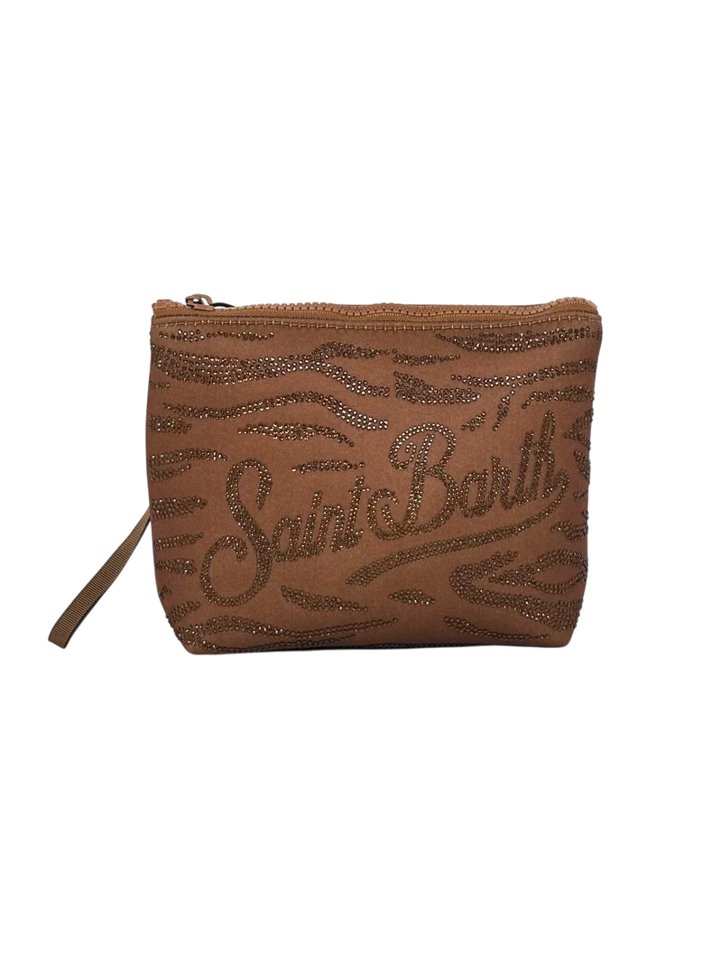 POCHETTE MARRONE CON STRASS