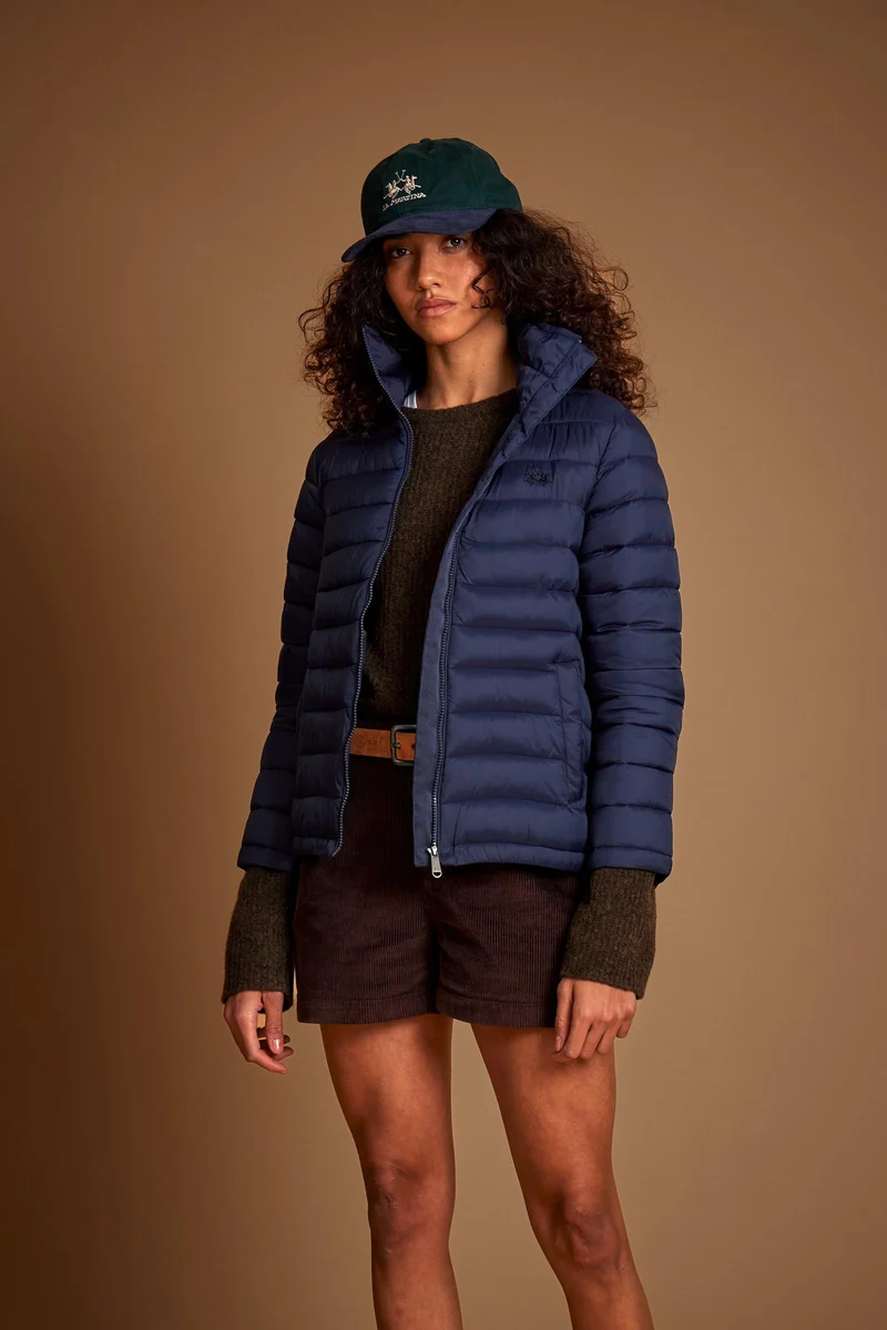 Kurze Damensteppjacke mit Stehkragen aus Nylon - Dene