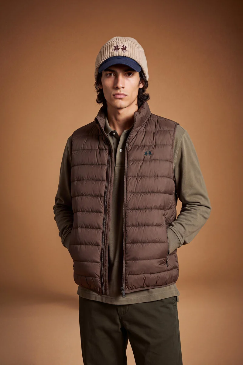 Herren ärmellose Nylon-Steppjacke mit kleinem Logo – Damir