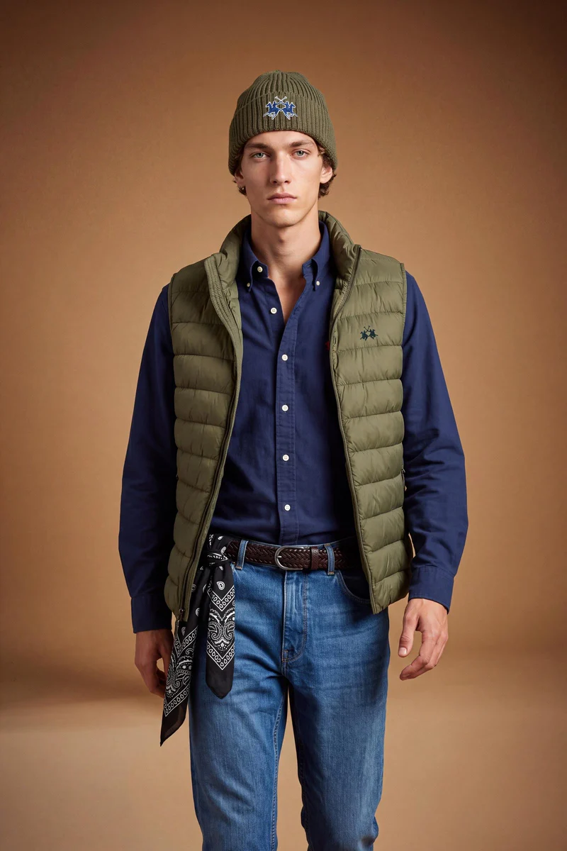 Herren ärmellose Nylon-Steppjacke mit kleinem Logo – Damir