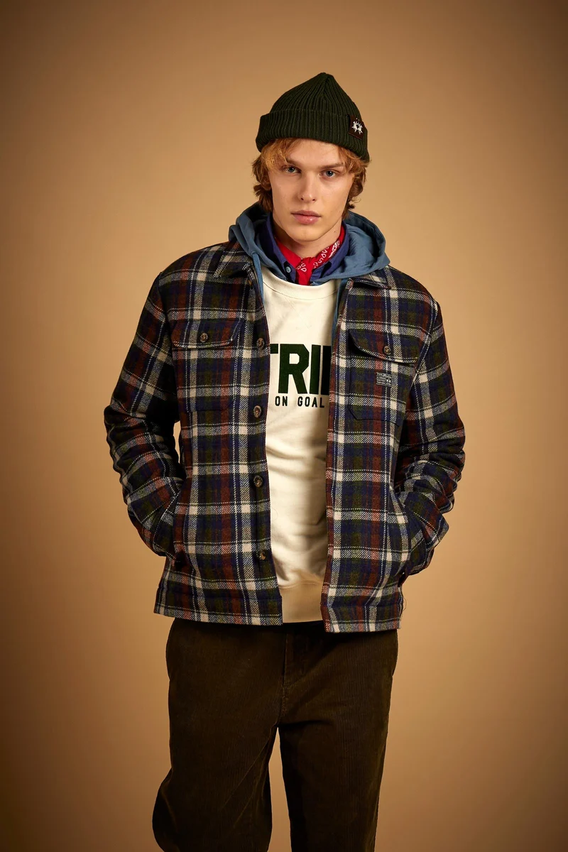 Gepolsterte Tartan-Jacke aus Wollfilz - Derek