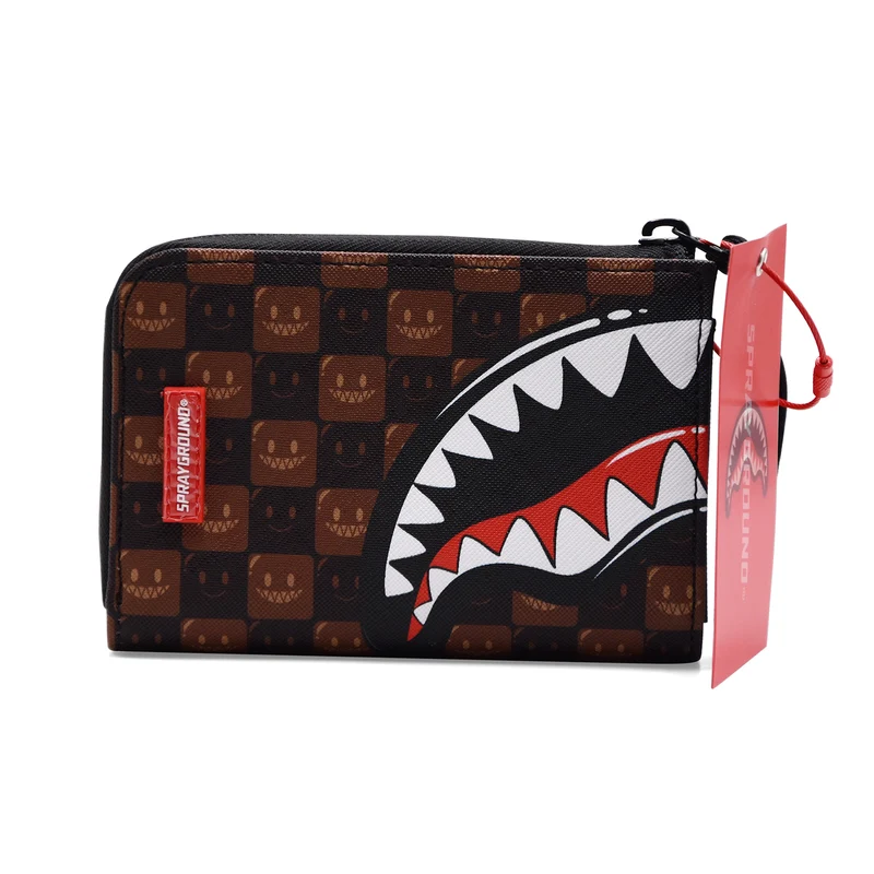 Portafoglio Sprayground Shark In Paris WTF Bubble Check Marrone