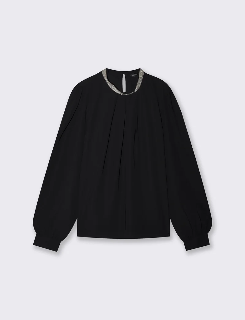 Casacca collo coreano con borchie applicate - Nero