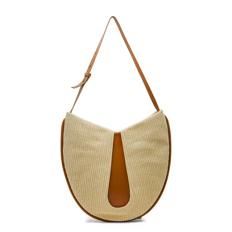 Themoirè Tike Straw Borsa Beige Marrone Articolo Sostenibile