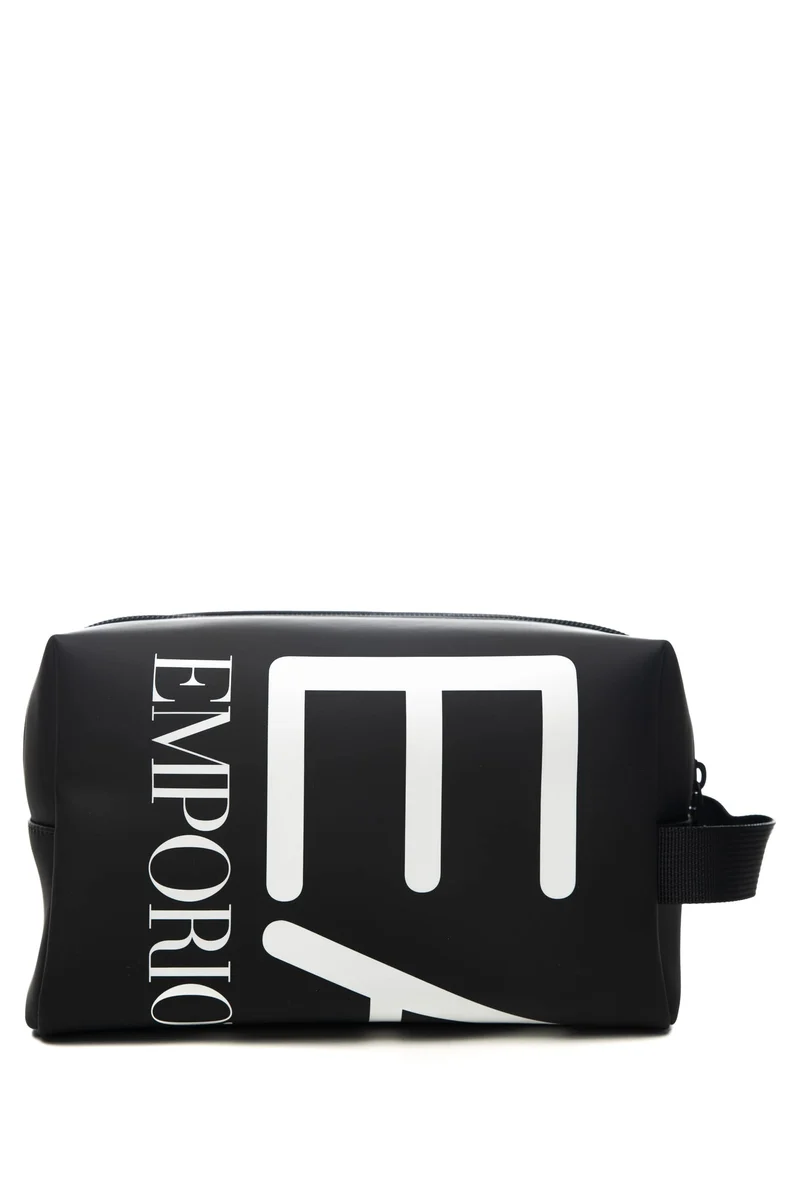 Pochette Beauty Case Ea7 Train Beauty Utility Da Uomo Nera Logo Bianco In Poliuretano