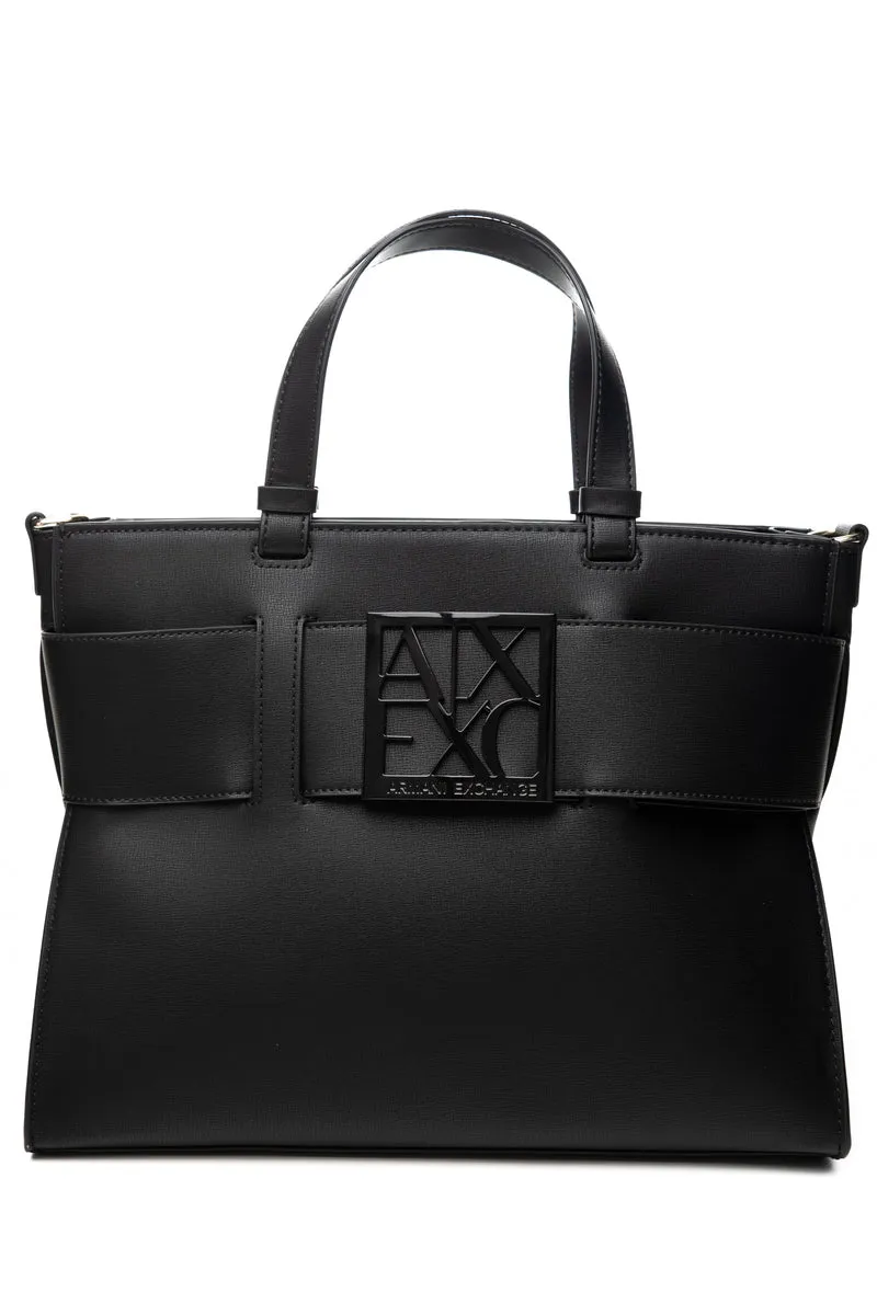 Borsa Armani Exchange Susie Big Tt Da Donna Nera In Poliuretano