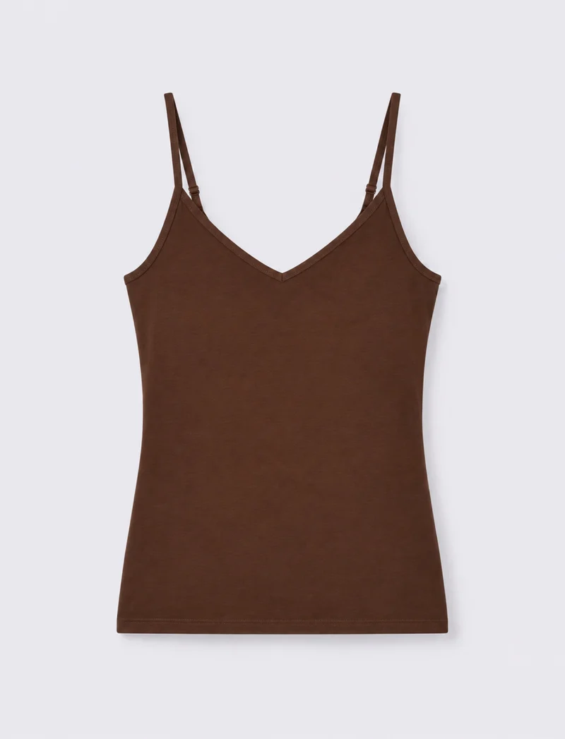 Top con bretelle regolabili elastiche - Marrone