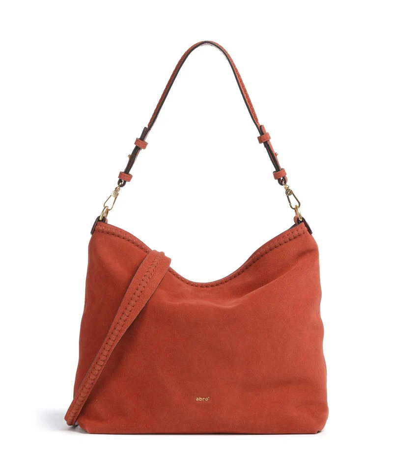 Abro Suede Signature Borsa hobo dark orange