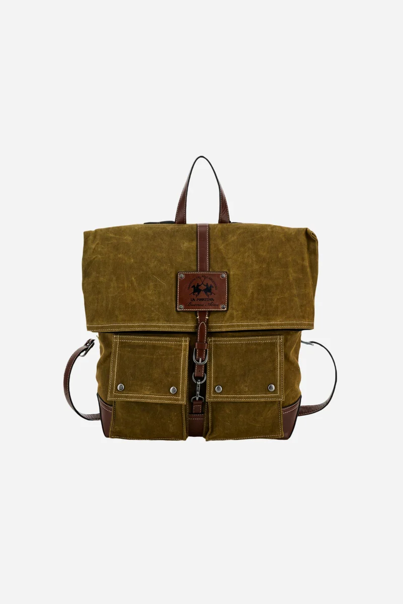 Rucksack mit aufgesetzten Taschen aus gewachstem Canvas - Buenos Aires