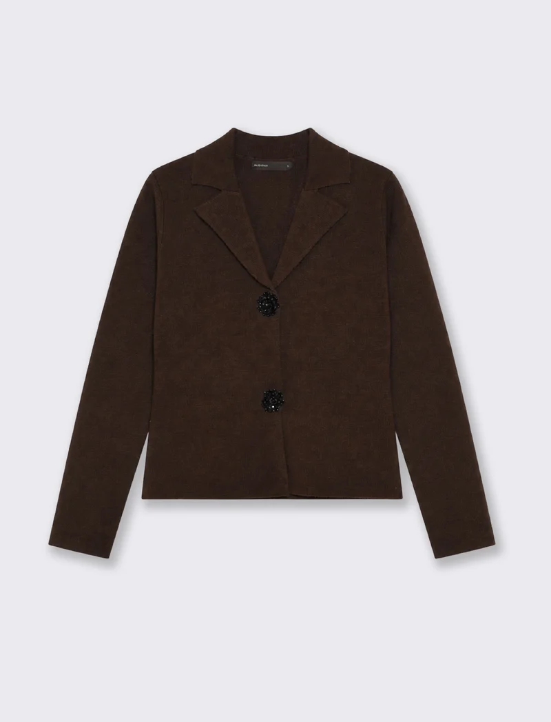 Blazer a maglia con bottoni frontali - Moro