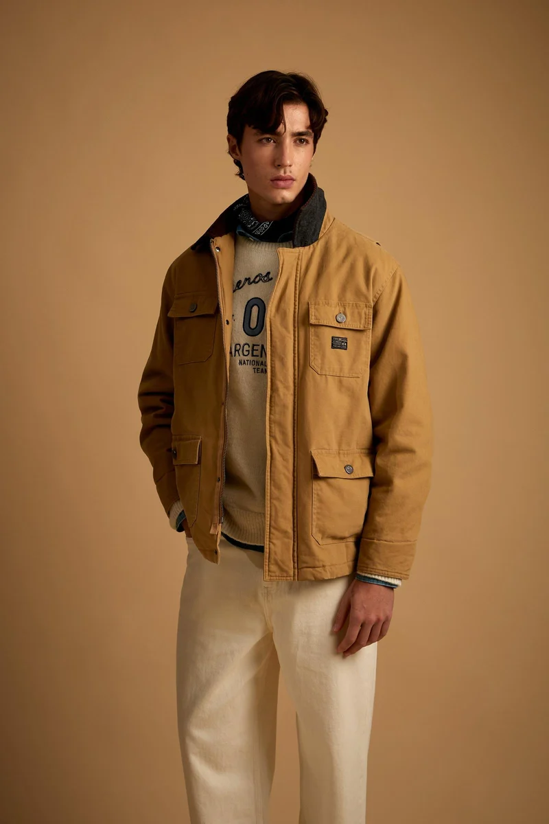 Herren-Canvas-Baumwolljacke mit Samtkragen - Dustin