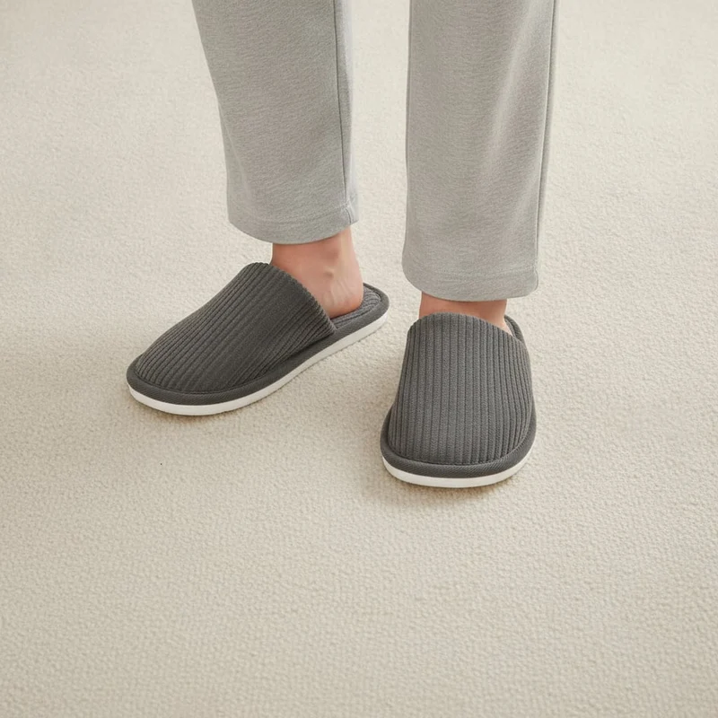 Pantofola da uomo in tessuto colorato - Grigio