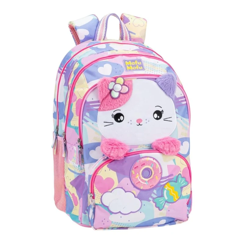 Zaino Scuola Organizzato Mofumofu Gatto