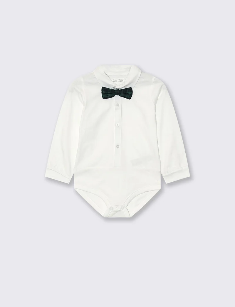Camicia body elegante con papillon - Bianco latte