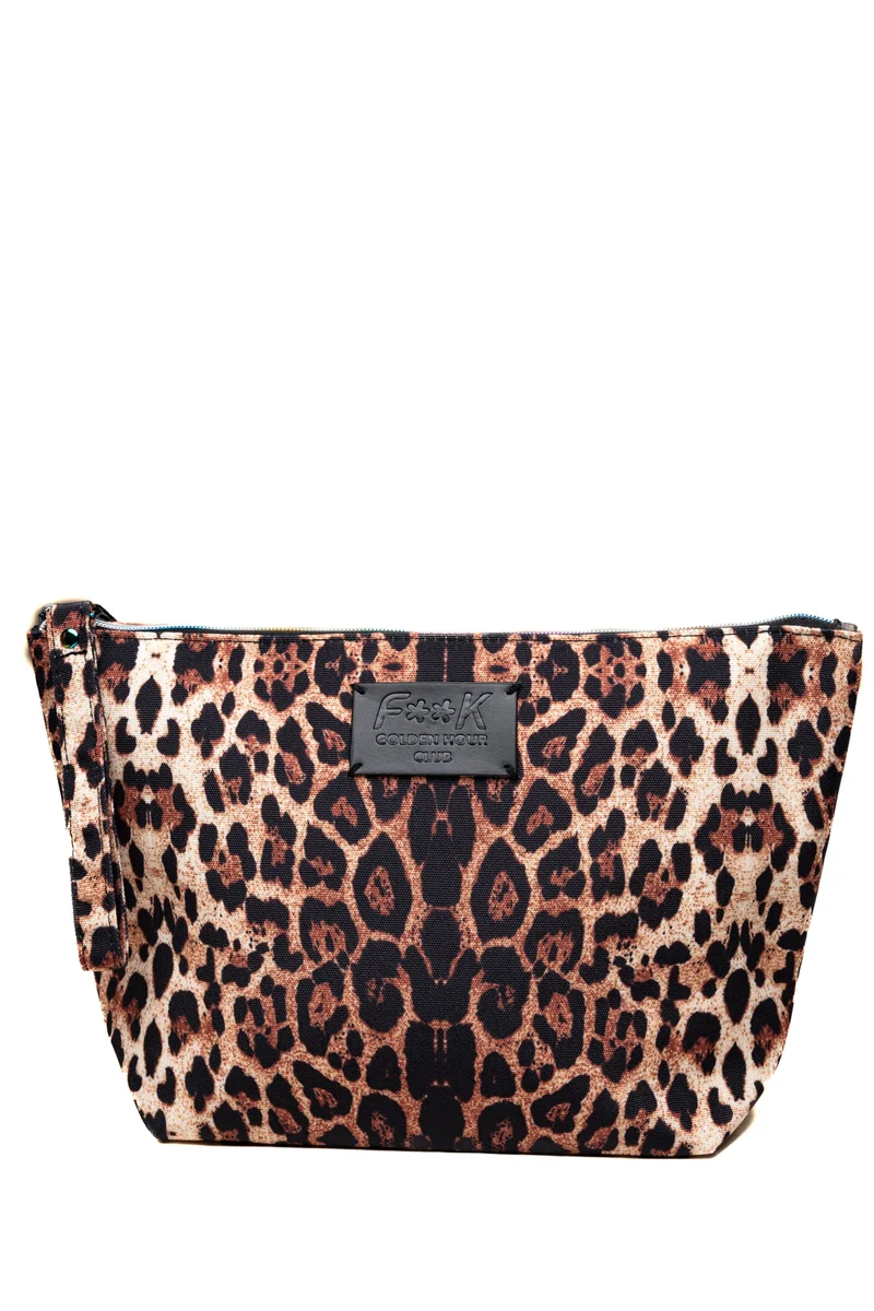 Pochette Da Mare Effek Maxi Printed Animal Da Donna Fantasia Maculata Marrone Beige Nero In Canvas Di Poliestere