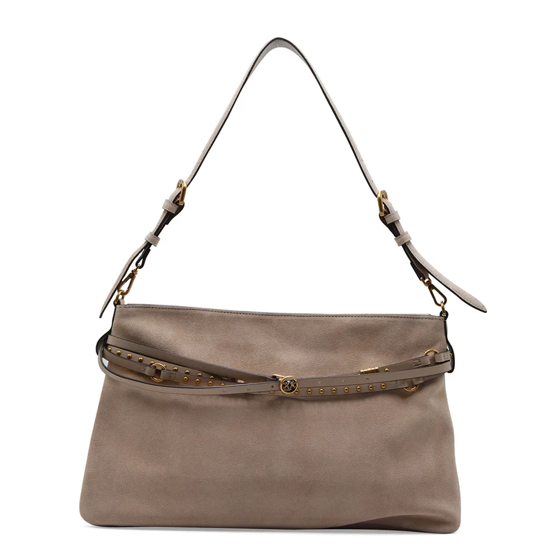Borsa Pinko Donna Belt Bag Big Suede Beige Grigio Fumo Antique