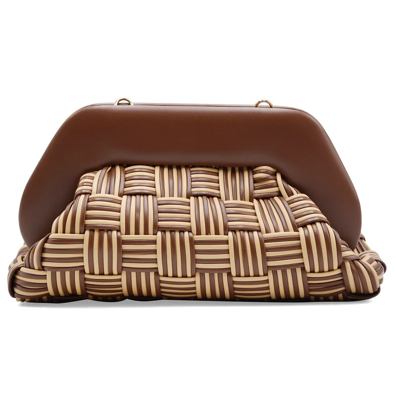 Borsa THEMOIRè Bios Medium Intreccio Vegan Fabric Marrone Sabbia