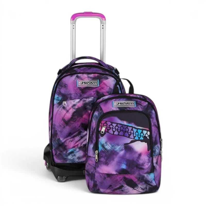 Trolley scuola Seven SJ Jack 8 ruote Detach Pink Fusion