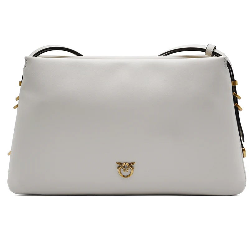 Pinko Borsa Triplet Donna In Pelle Bianco Seta Con Dettagli Oro