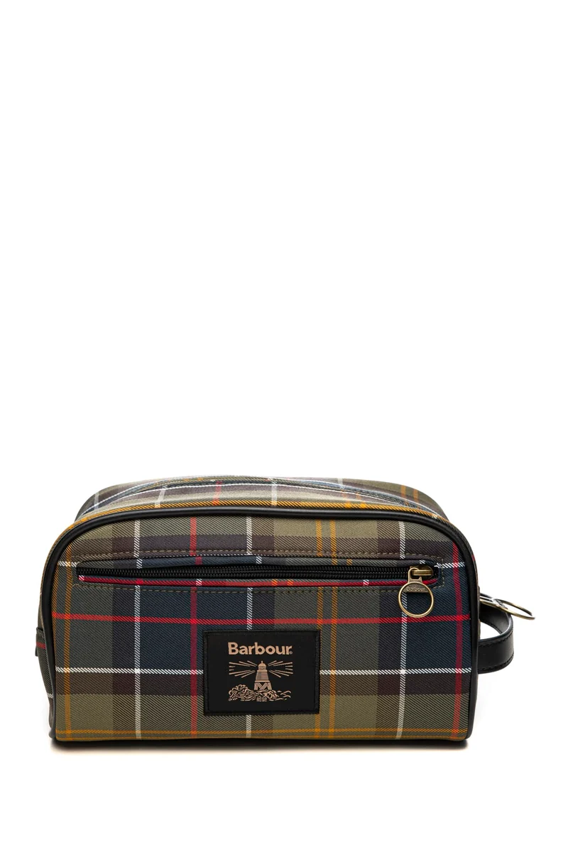 Pochette Barbour Washbag Tartan Verde Blu Marrone Tessuto