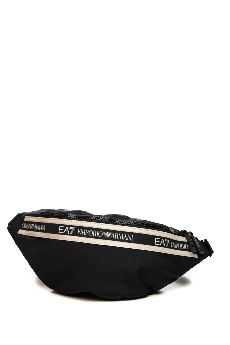 Marsupio Ea7 Train Logo Tape Waist Bag 34x8,5x15 Da Uomo Nero In Poliestere