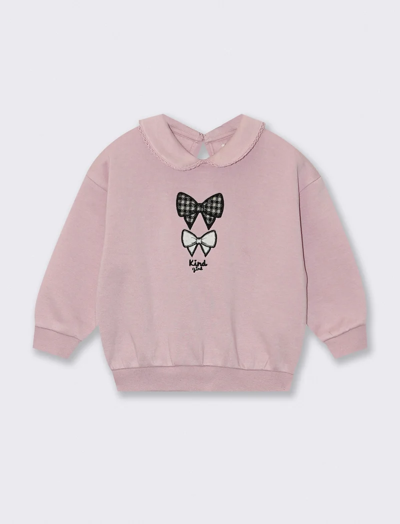 Felpa con colletto e girocollo chic - Rosa polvere