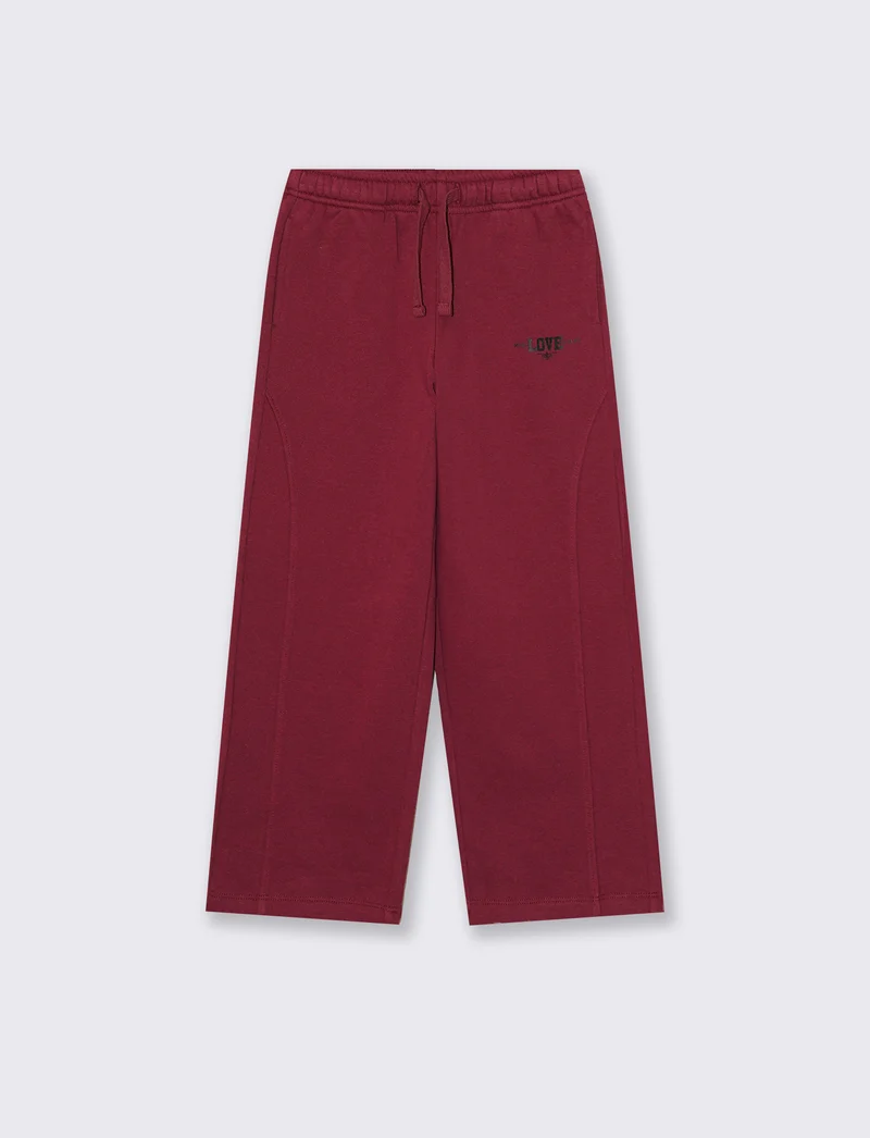 Jogger garzato da bambina gamba ampia - Ciliegia