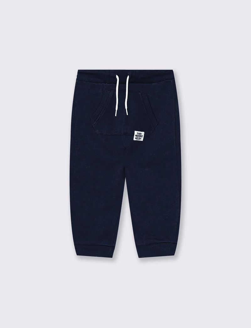 Pantalone jogger con tasca kangaroo - Blu