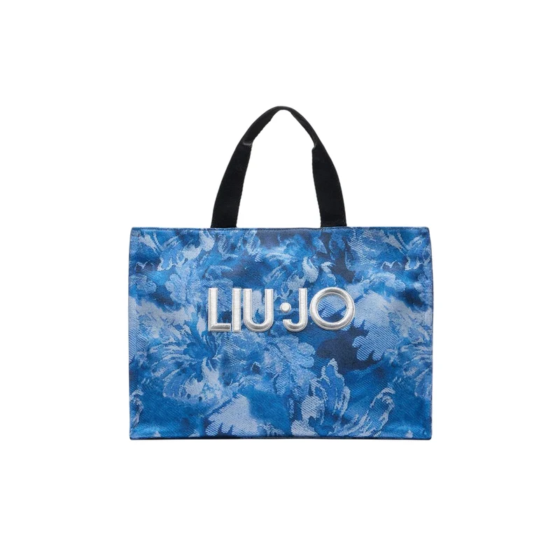 Borsa tote grande da Donna in denim stampato